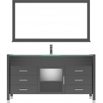 Ava 61" Single Bath Vanity in Espresso with Green Glass Top and Matching Mirror