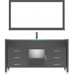 Ava 61" Single Bath Vanity in Espresso with Green Glass Top with Brushed Nickel Faucet and Matching Mirror