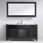 Ava 61" Single Bath Vanity in Espresso with Green Glass Top with Brushed Nickel Faucet and Matching Mirror