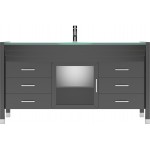 Ava 61" Single Bath Vanity in Espresso with Green Glass Top with Brushed Nickel Faucet