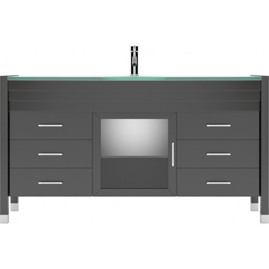 Ava 61" Single Bath Vanity in Espresso with Green Glass Top