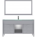 Ava 61" Single Bath Vanity in Gray with Green Glass Top and Matching Mirror