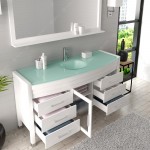 Ava 61" Single Bath Vanity in White with Green Glass Top and Matching Mirror