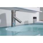 Ava 61" Single Bath Vanity in White with Green Glass Top and Matching Mirror