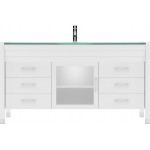 Ava 61" Single Bath Vanity in White with Green Glass Top