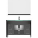 Ava 48" Single Bath Vanity in Espresso with Green Glass Top and Matching Mirror