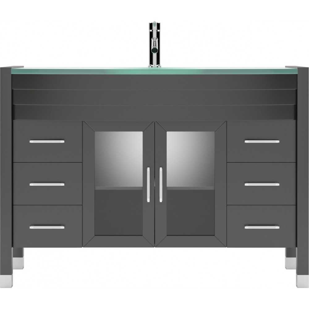 Ava 48" Single Bath Vanity in Espresso with Green Glass Top