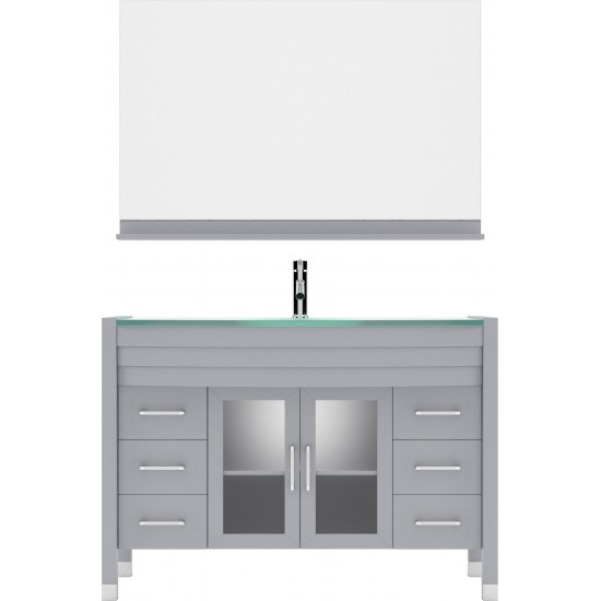 Ava 48" Single Bath Vanity in Gray with Green Glass Top and Matching Mirror