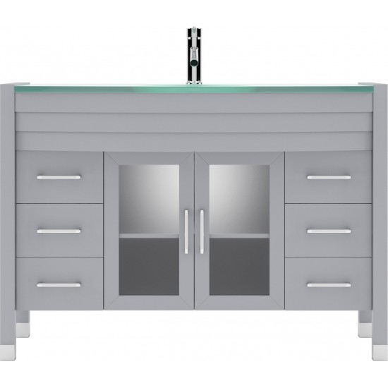 Ava 48" Single Bath Vanity in Gray with Green Glass Top