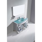 Ava 48" Single Bath Vanity in White with Green Glass Top and Matching Mirror