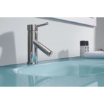 Ava 48" Single Bath Vanity in White with Green Glass Top with Brushed Nickel Faucet and Matching Mirror