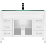 Ava 48" Single Bath Vanity in White with Green Glass Top