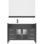 Ava 48" Single Bath Vanity in Espresso with White Engineered Stone Top and Round Sink with Brushed Nickel Faucet and Mirror