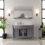 Ava 48" Single Bath Vanity in Gray with White Engineered Stone Top and Round Sink with Brushed Nickel Faucet and Matching Mir