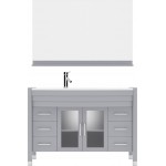 Ava 48" Single Bath Vanity in Gray with White Engineered Stone Top and Round Sink