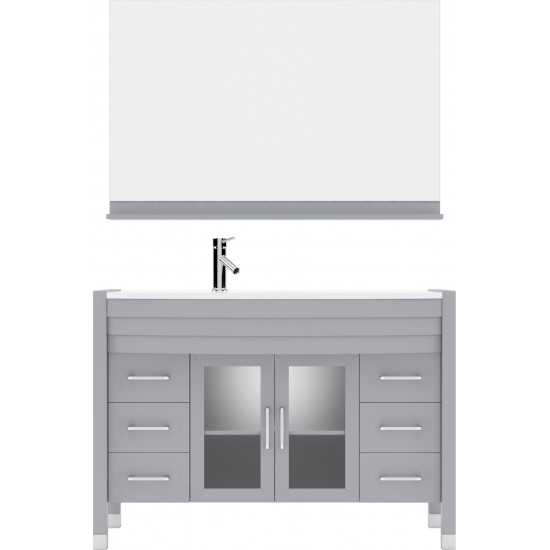 Ava 48" Single Bath Vanity in Gray with White Engineered Stone Top and Round Sink