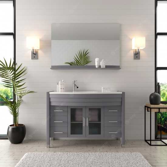 Ava 48" Single Bath Vanity in Gray with White Engineered Stone Top and Round Sink