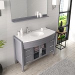 Ava 48" Single Bath Vanity in Gray with White Engineered Stone Top and Round Sink