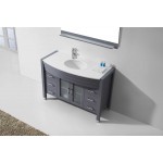 Ava 48" Single Bath Vanity in Gray with White Engineered Stone Top and Round Sink