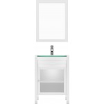 Ava 24" Single Bath Vanity in White with Green Glass Top and Matching Mirror