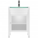 Ava 24" Single Bath Vanity in White with Green Glass Top