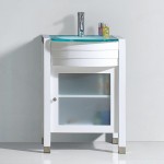 Ava 24" Single Bath Vanity in White with Green Glass Top