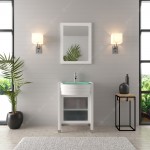 Ava 24" Single Bath Vanity in White with Green Glass Top