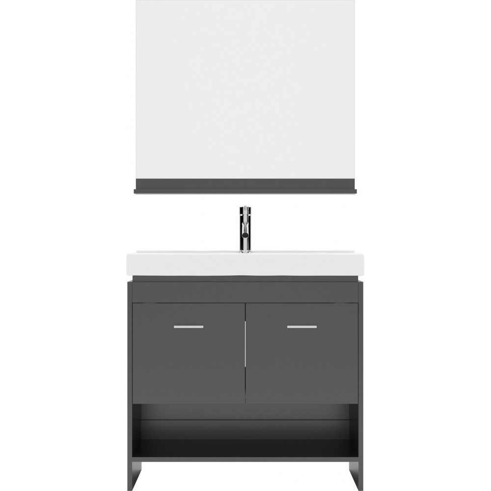 Gloria 36" Single Bath Vanity in Espresso and Square Sink and Matching Mirror