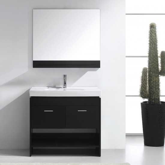 Gloria 36" Single Bath Vanity in Espresso and Square Sink and Matching Mirror