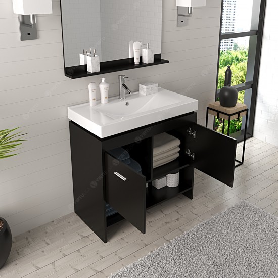 Gloria 36" Single Bath Vanity in Espresso and Square Sink and Matching Mirror