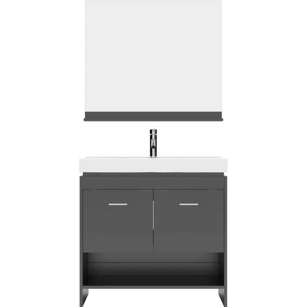 Gloria 36" Single Bath Vanity in Espresso and Square Sink with Brushed Nickel Faucet and Matching Mirror