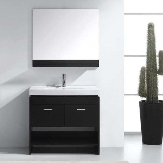 Gloria 36" Single Bath Vanity in Espresso and Square Sink with Brushed Nickel Faucet and Matching Mirror