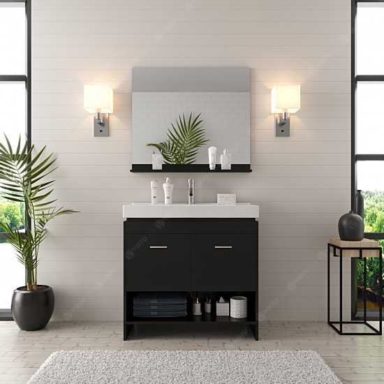 Gloria 36" Single Bath Vanity in Espresso and Square Sink with Brushed Nickel Faucet and Matching Mirror