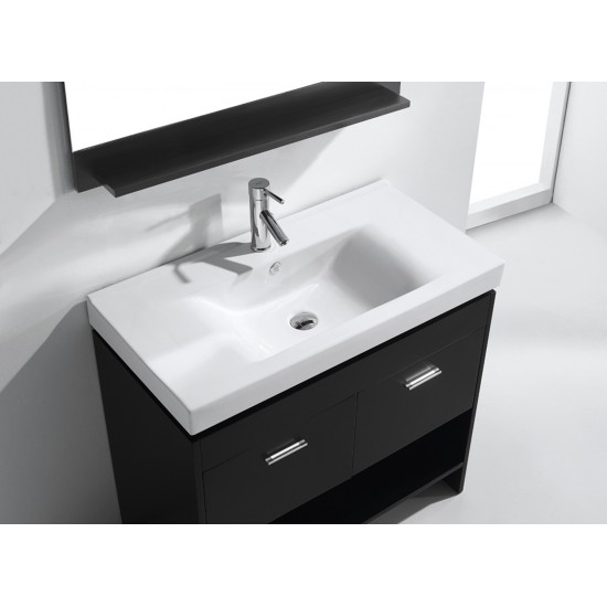 Gloria 36" Single Bath Vanity in Espresso and Square Sink with Brushed Nickel Faucet and Matching Mirror