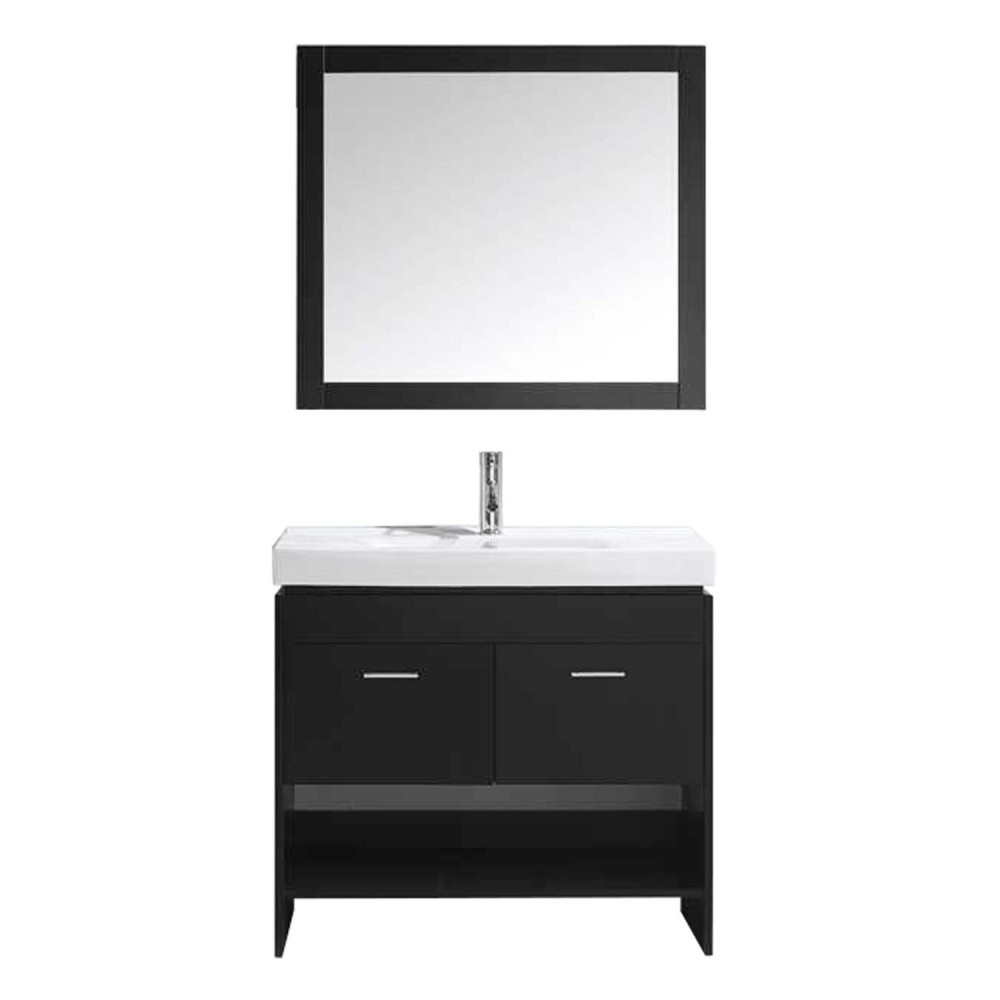 Gloria 36" Single Bath Vanity in Espresso and Square Sink and Matching Mirror