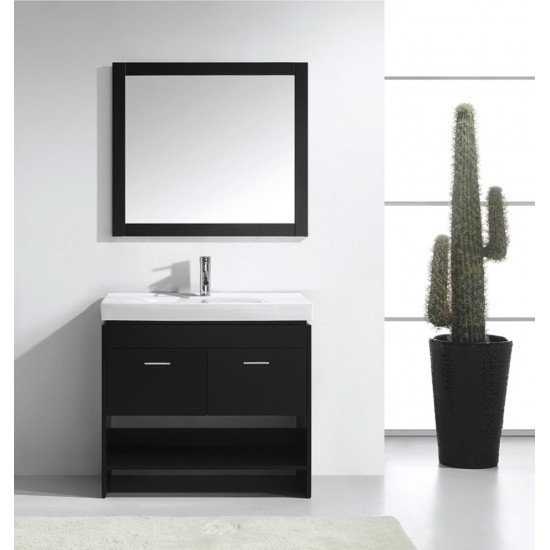 Gloria 36" Single Bath Vanity in Espresso and Square Sink and Matching Mirror