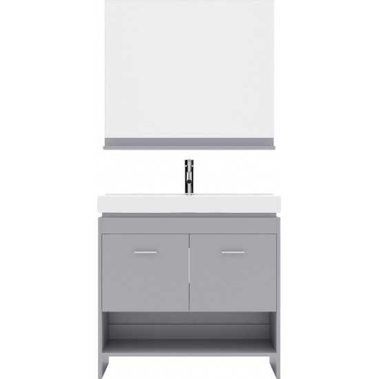 Gloria 36" Single Bath Vanity in Gray and Square Sink and Matching Mirror