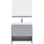 Gloria 36" Single Bath Vanity in Gray and Square Sink with Brushed Nickel Faucet and Matching Mirror