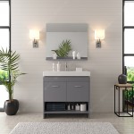 Gloria 36" Single Bath Vanity in Gray and Square Sink with Brushed Nickel Faucet and Matching Mirror