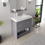 Gloria 36" Single Bath Vanity in Gray and Square Sink with Brushed Nickel Faucet and Matching Mirror