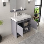 Gloria 36" Single Bath Vanity in Gray and Square Sink with Brushed Nickel Faucet and Matching Mirror