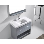 Gloria 36" Single Bath Vanity in Gray and Square Sink with Brushed Nickel Faucet and Matching Mirror