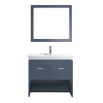 Gloria 36" Single Bath Vanity in Gray and Square Sink and Matching Mirror