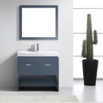 Gloria 36" Single Bath Vanity in Gray and Square Sink and Matching Mirror