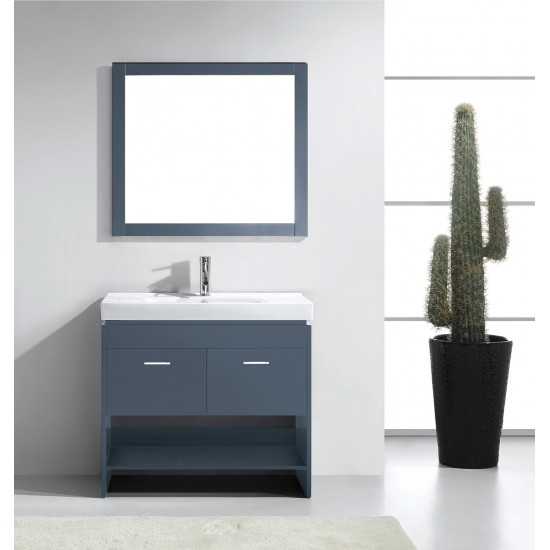 Gloria 36" Single Bath Vanity in Gray and Square Sink and Matching Mirror