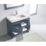 Gloria 36" Single Bath Vanity in Gray and Square Sink and Matching Mirror