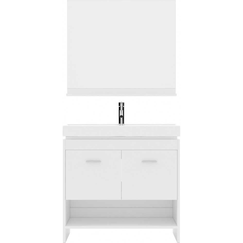 Gloria 36" Single Bath Vanity in White and Square Sink and Matching Mirror