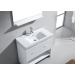 Gloria 36" Single Bath Vanity in White and Square Sink and Matching Mirror