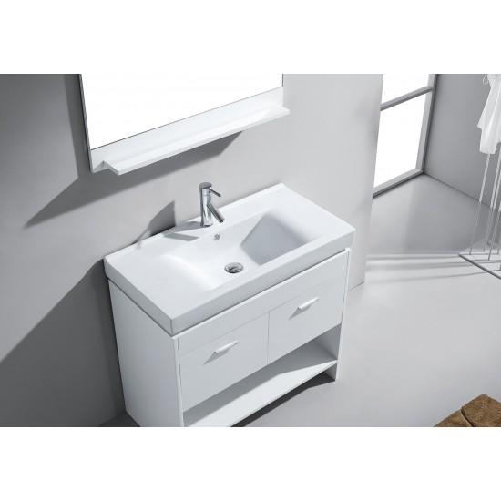 Gloria 36" Single Bath Vanity in White and Square Sink and Matching Mirror