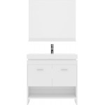 Gloria 36" Single Bath Vanity in White and Square Sink with Brushed Nickel Faucet and Matching Mirror